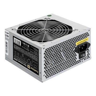 Блок питания ExeGate 500W UN500 ATX (без сетевого шнура в комплекте), 12cm fan, 24p, 4p, 5SATA, 3IDE EX244555RUS