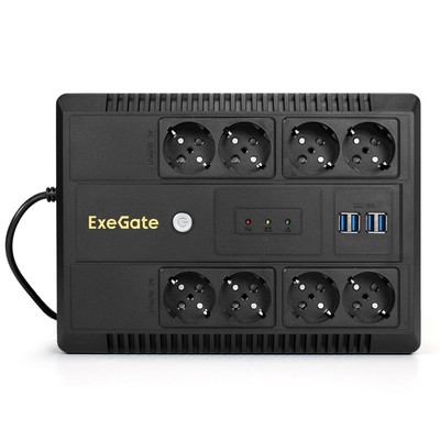 ИБП Exegate NEO NNB-850.LED.AVR.8SH.CH <850VA/510W, LED, AVR, 8*Schuko, 4*USB-порта для зарядки, Black EX295012RUS