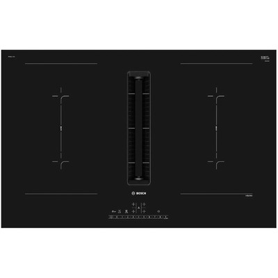 Поверхность индукционная с вытяжкой Bosch PVQ811F15E (Serie6 / черный / стеклокерамика /AutoOn/ CombiZone /PowerBoost /4 конфорки/ без рамки /7,4 кВт)