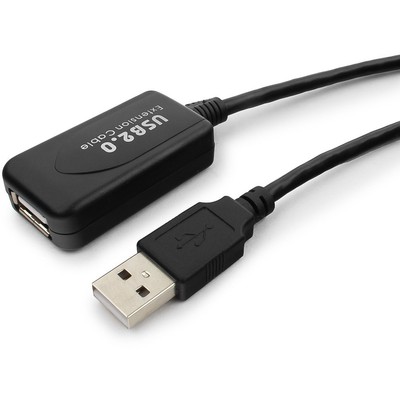 Активный USB удлинитель Gembird UAE016-BLACK 5м. поддержка последовательного соединения до 5 штук черный