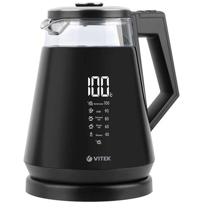 Чайник электрический VITEK VT-7063 Черный  (1,7л, 2200Вт, Стекло/Пластик)