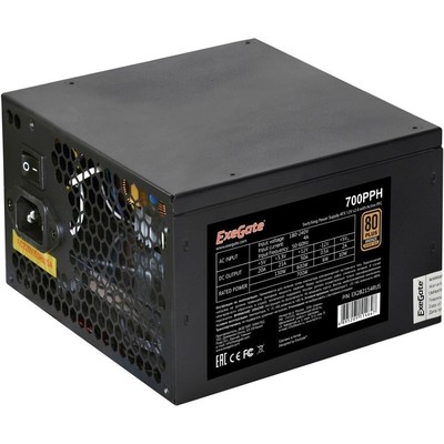 Блок питания ExeGate 700W 700PPH ATX APFC,80 PLUS® Bronze , кабель 220V с защитой 12cm, 24pin, 2x(4+4)pin, 4xPCI-E, 6xSATA, 3xIDE EX282154RUS-S